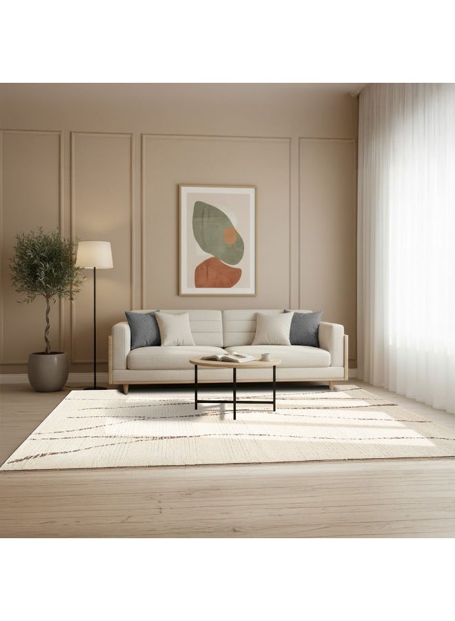 DANUBE HOME La Perle Modern Abstracts Rug |Washable Modern Rugs Style | Polypropylene+Polyester Area Rug Floor Covering | Indoor Carpet For Living Room Dining Bedroom 240X340cm-White Rust-231200400515 - Image 2