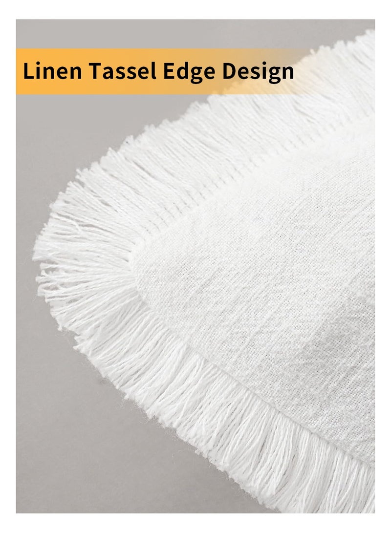 LEOKOR Set of 2 Cushion Case, 45*45CM Decorative Linen Fringe Throw Pillow Covers, Cozy Boho Farmhouse Cushion Cover with Tassels, Soft Pillowcase for Chair Couch Sofa Bed Bedroom Home Decor, White - Image 3
