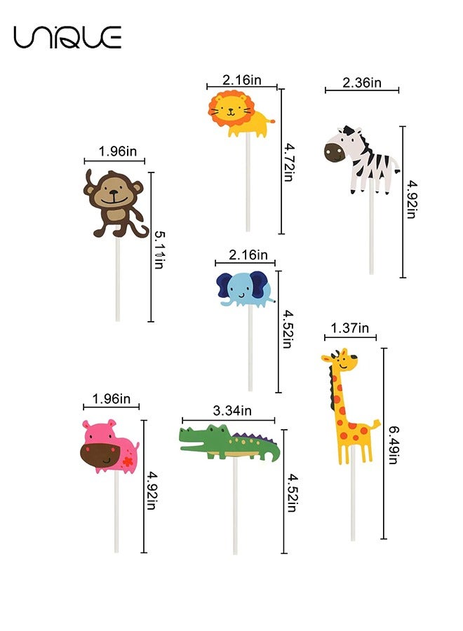Unique 42 PCS Zoo Cupcake Topper, Animal Cupcake Toppers, Cute Zoo Animal Cupcake Toppers Picks with 7 Different for Kid Boys Girls Birthday Party Decoration Congrats Graduation - Image 2