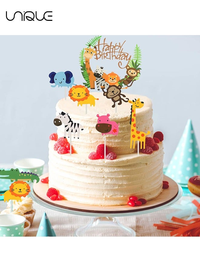 Unique 42 PCS Zoo Cupcake Topper, Animal Cupcake Toppers, Cute Zoo Animal Cupcake Toppers Picks with 7 Different for Kid Boys Girls Birthday Party Decoration Congrats Graduation - Image 3