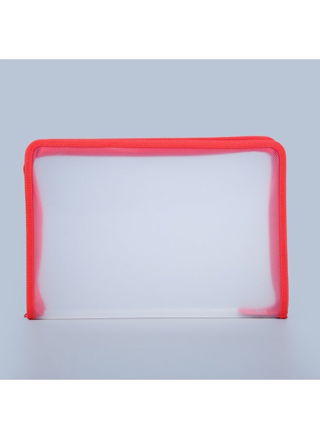 xozgdovg A4 Transparent Diagonal Zip Pouch Water-Resistant Multi-Color Red 