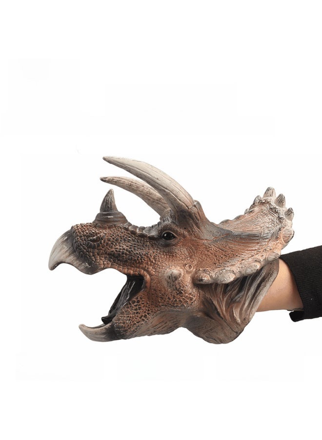 Soft Rubber Dinosaur Hand Puppet Toy Realistic Tyrannosaurus Shark Head Animal Heads For Children Aged 3-6 Years Old-Color:Brown Bear  - Image 3