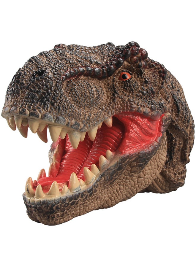 Soft Rubber Dinosaur Hand Puppet Toy Realistic Tyrannosaurus Shark Head Animal Heads For Children Aged 3-6 Years Old-Color:Brown Bear  - Image 2