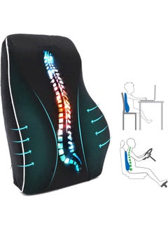 Office Chair Lumbar Support Pillow, Memory Foam Back Cushion, Breathable 3D Mesh Cover, Ergonomic Design Orthopedic Backrest for Lower Back Pain Relief, Chair and Car Seat Backrest