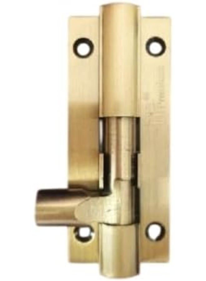 NJM Door Tower Bolt Lock, 2 Inch Brass Material, 1 Piece with screws