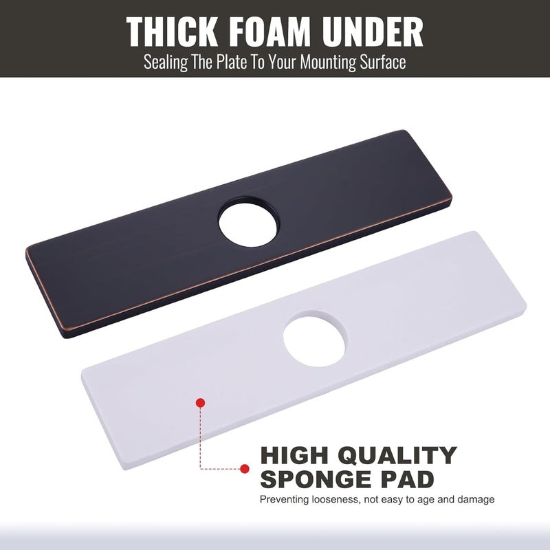 IVIGA 10" Sink Faucet Hole Cover Deck Plate for Bathroom & Kitchen Vanity Sink, Faucet Oil Rubbed Bronze Escutcheon Plate Stainless Steel Outside Faucet Cover Cap Rectangle Mixer Tap - Image 3