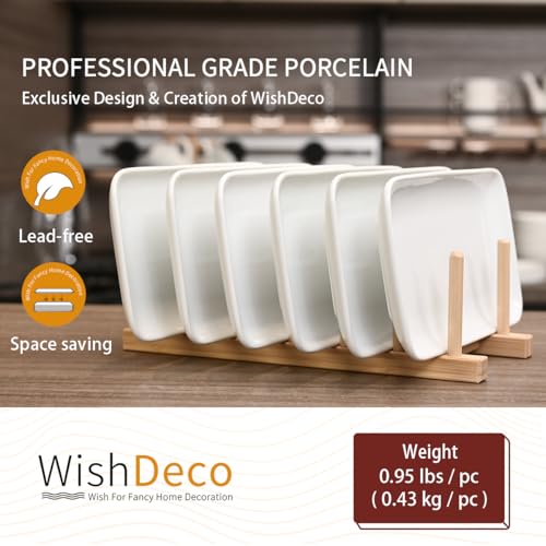 WishDeco Small Rectangle Plates Set of 6, White Serving Platters 9 inch, Ceramic Sushi Plates, Serving Plate for Appetizer, Dessert, Party, Microwave Safe - Image 4