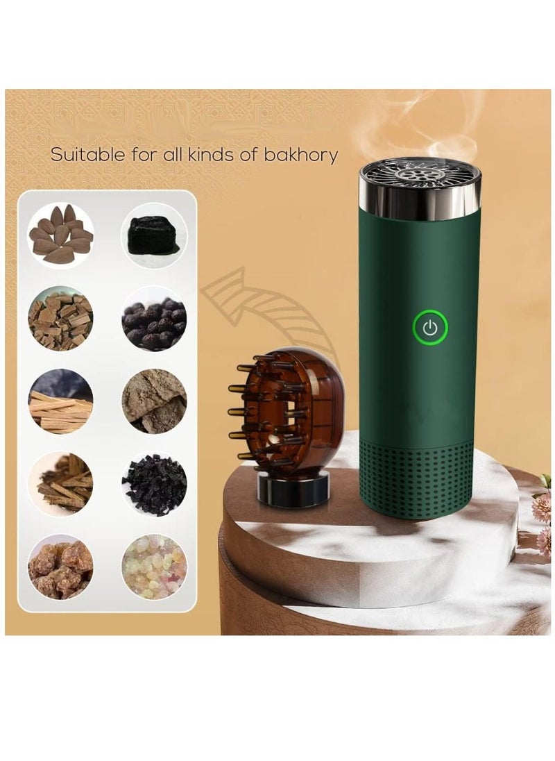 Bakhoor New Modern Arabian Electric Portable Bakhoor Burner USB Rechargeable Comb Bakhoor Incense Holder Green  - Image 4