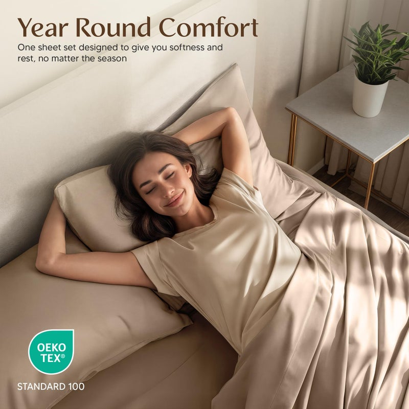 Utopia Bedding Queen Sheet Set â€“ 4 Piece Bed Sheets for Queen Size Bed, Soft and Breathable Microfiber, Includes 1 Fitted Sheet, 1 Flat Sheet and 2 Pillowcases (Beige) - Image 3