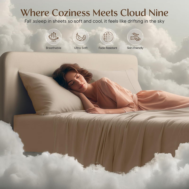 Utopia Bedding Queen Sheet Set â€“ 4 Piece Bed Sheets for Queen Size Bed, Soft and Breathable Microfiber, Includes 1 Fitted Sheet, 1 Flat Sheet and 2 Pillowcases (Beige) - Image 5