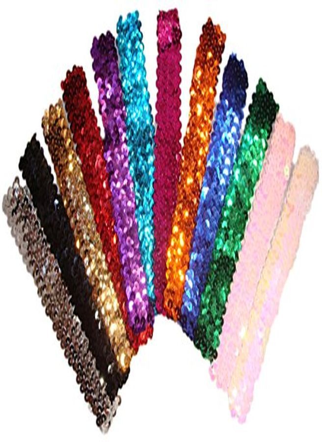 Kenz Laurenz Sequin Headbands Elastic Stretchy Headband For Girls Kids Women Flapper Roaring 20S Great Gatsby 1920S Hair Band Cute Princess Head Bands (Hot Pink) - Image 5