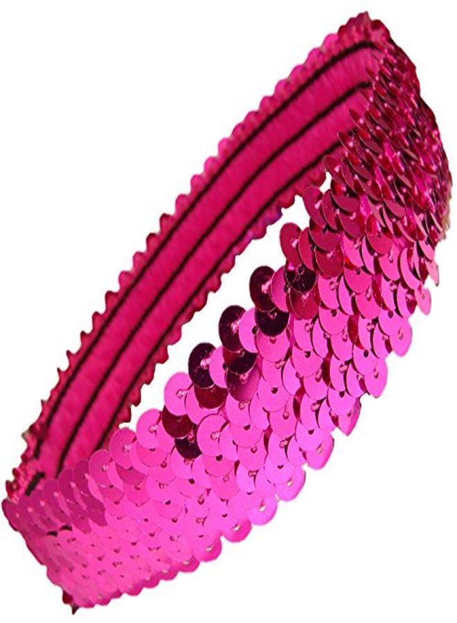 Kenz Laurenz Sequin Headbands Elastic Stretchy Headband For Girls Kids Women Flapper Roaring 20S Great Gatsby 1920S Hair Band Cute Princess Head Bands (Hot Pink) - Image 1