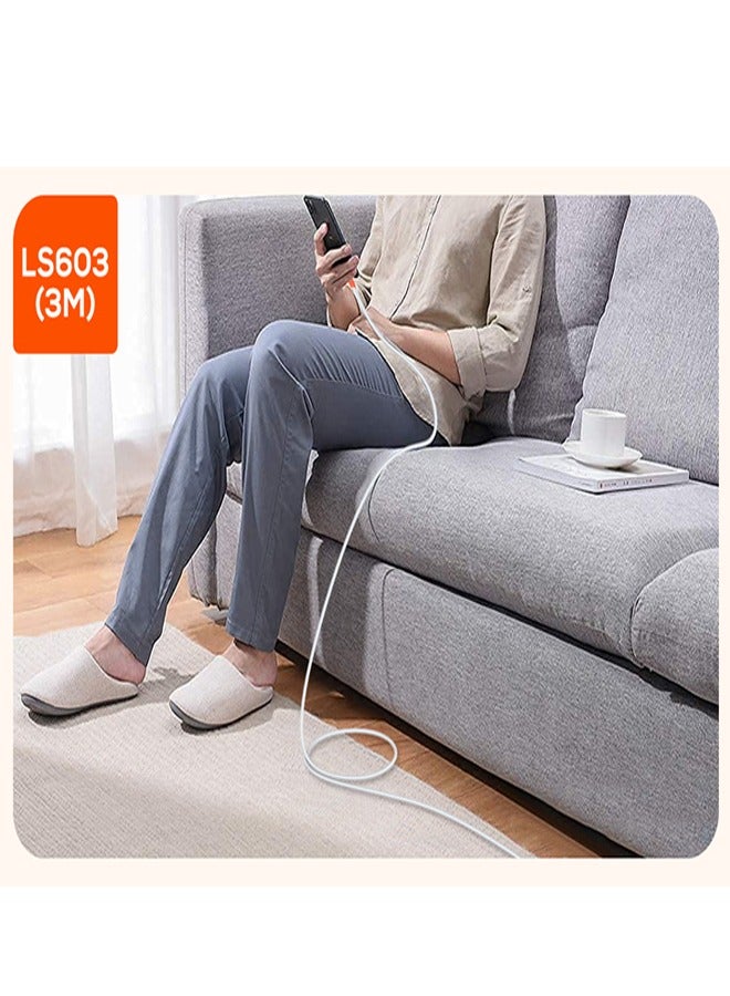 LDNIO 30W Fast Charging USB-C Cable – Heavy Duty 3A Quick Charge Data Cable with 480Mbps Transfer Speed – Type-C Compatible – TPE Braided Durable Wire – For Android Phones, Power Banks, Tablets, Chargers – 3M Length  - Image 5