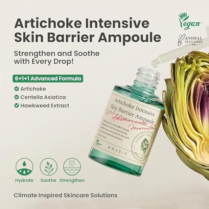 AXIS-Y Artichoke Intensive Skin Barrier Ampoule - Face Moisturizer Dark Spot Corrector Centella Ampoule - Vegan Korean Skin Care Facial Serum for All Skin Types - 1.01 fl. oz. - Image 2