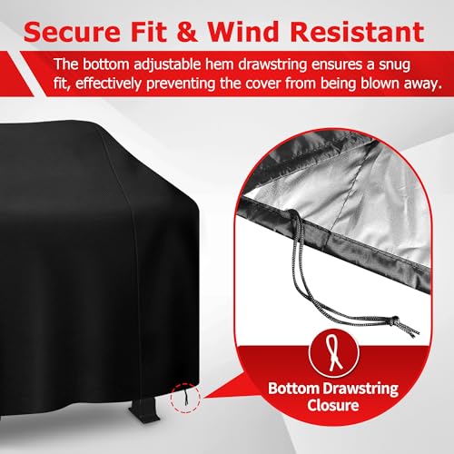 iCOVER Grill Cover, 55 inch BBQ Grill Cover for Outdoor Grill, Anti-UV & Fade Resistant Gas Grill Cover, Waterproof Barbecue Grill Covers for Weber, Char-Broil, Nexgrill and More, Black - Image 5