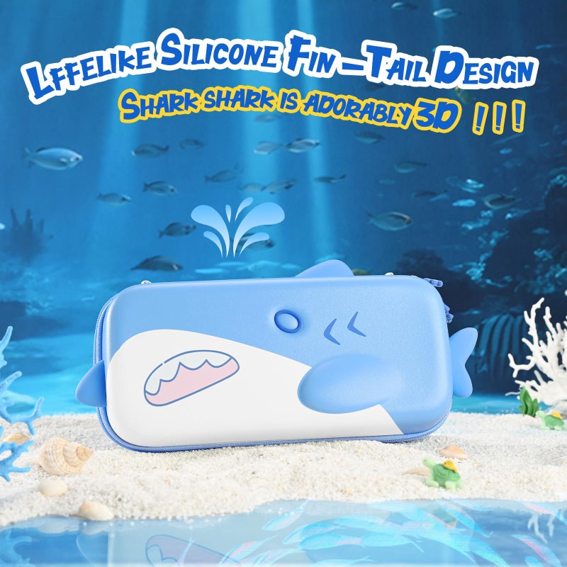 GeekShare Portable Carrying Case Compatible with Switch 2 (2025), Hard Storage Bag with 12 Game Card Slots, Cute Travel Case for Switch 2 Console and Accessories, Shark - Image 5