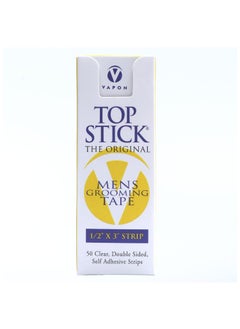 Vapon Topstick - The Original Men's Grooming Tape - 50 Count 1/2" x 3" Double Sided, Self Adhesive, Clear Tape for Toupee and Wig Adhesion - Hypo Allergenic, Waterproof, and Latex Free 