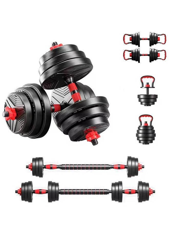 Rock Pow - Adjustable Dumbbells Set for Man and Women 6 in 1 20KG Multifunctional Free Weights Dumbbells Set Kettlebell Barbell Push-up lifting Training Home Gym Workout Exercise - Image 1