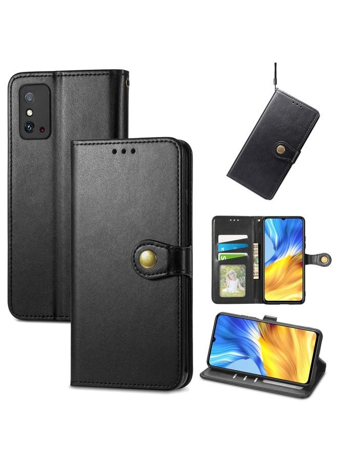 HuHa Case Cover For Honor X10 Max 5G Solid Color Leather Buckle Phone Case Black 
