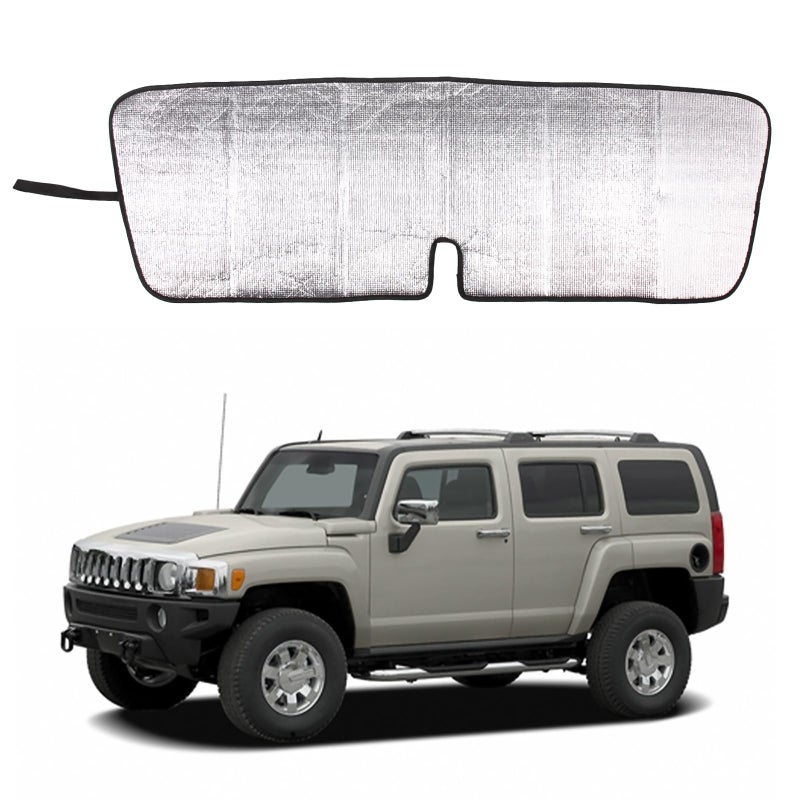 Windshield Sunshade for Hummer H3 20052009 Accessories Front Window Sun Shade Foldable Reflective Sun Visor Custom Sunscreen UV Blocker Privacy Protector HeatShield Keep Your Car Cooler Silver