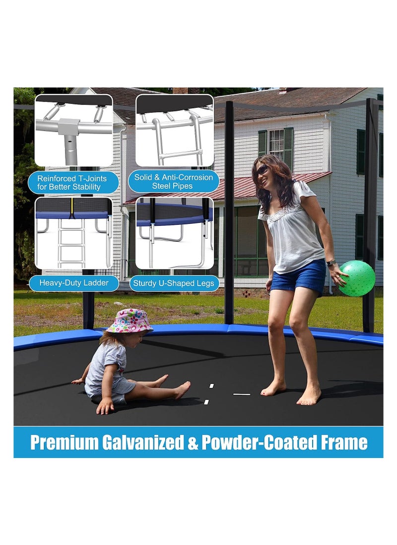 Yalla HomeGym Homegym 8Ft Trampoline With Enclosure Net For Kids & Adults Outdoor Trampoline With Safety Net Wear-Resistant Recreational With Ladder  - Image 2