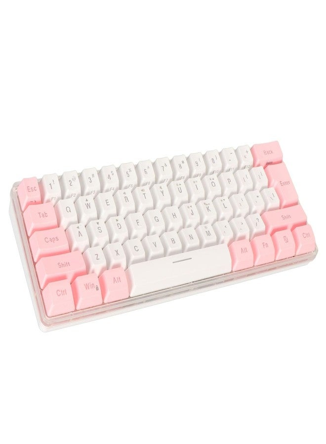 ZJchao Mini Keyboard, 61 Keys Gaming Keyboard 60 Percent Wired RGB Mechanical Compact for Typist (Pink White) - Image 2