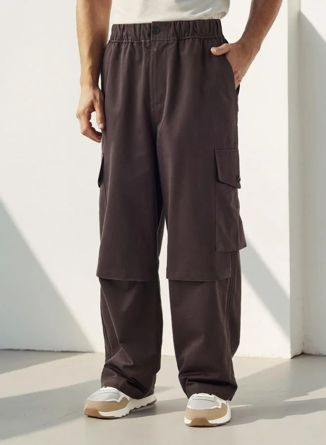 Lee Cooper Parachute Fit Pants with Button Closure and Pockets