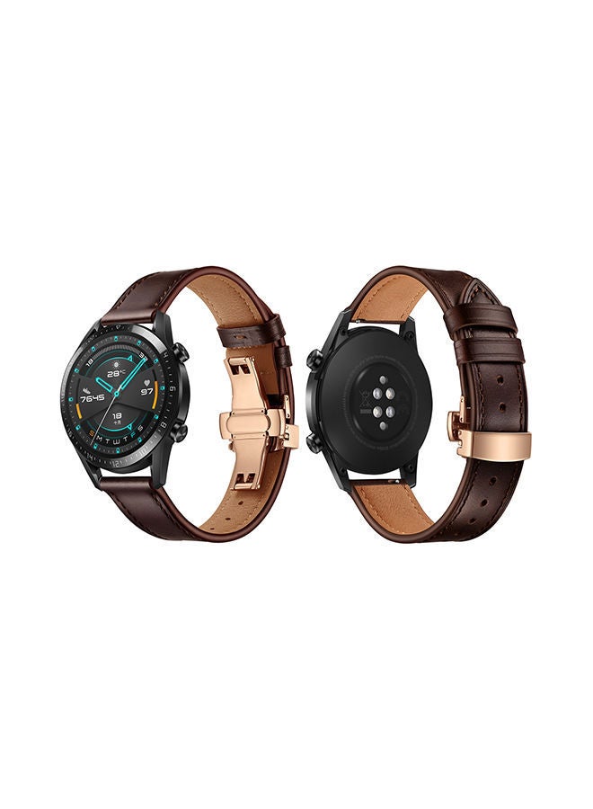 NIBEMINENT Stylish Replacement Band For Huawei Watch GT/GT 2 46mm Dark Brown - Image 1