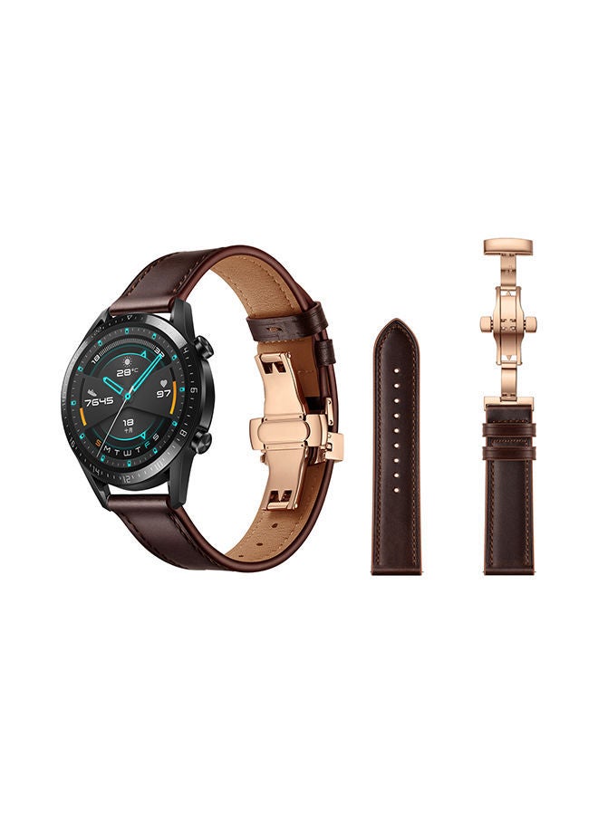 NIBEMINENT Stylish Replacement Band For Huawei Watch GT/GT 2 46mm Dark Brown - Image 2