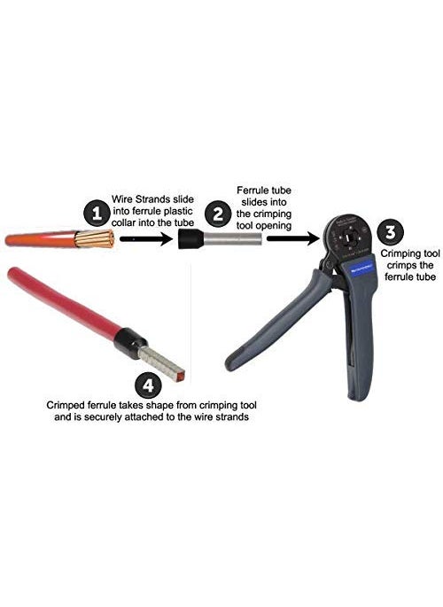 KAMCON Wire Ferrules Copper Crimp ConnectorsWire Crimping Tool KitInsulated Cord Pin End Terminal 200 15 SQMM E1508