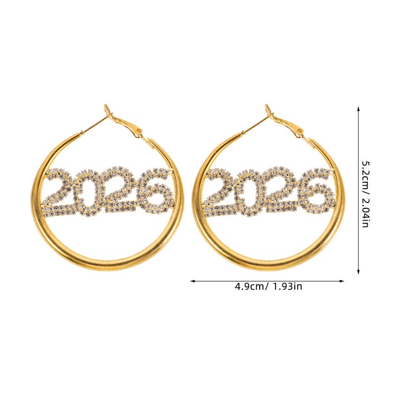 Sparkly Rhinestone Hoop Earrings For Women Girls Ideal For Graduation Events 5.20X4.90X0.30CM Elegant Sparkly 2 Pairs - Image 2