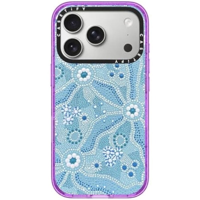 Casetify Impact iPhone 17 Pro Case 【Slim/Compatible with Magsafe / 8.2 ft. 4X Military Grade Drop Protection】 - Nadyung (Water) - Aboriginal Art - Glitter Purple - Image 1