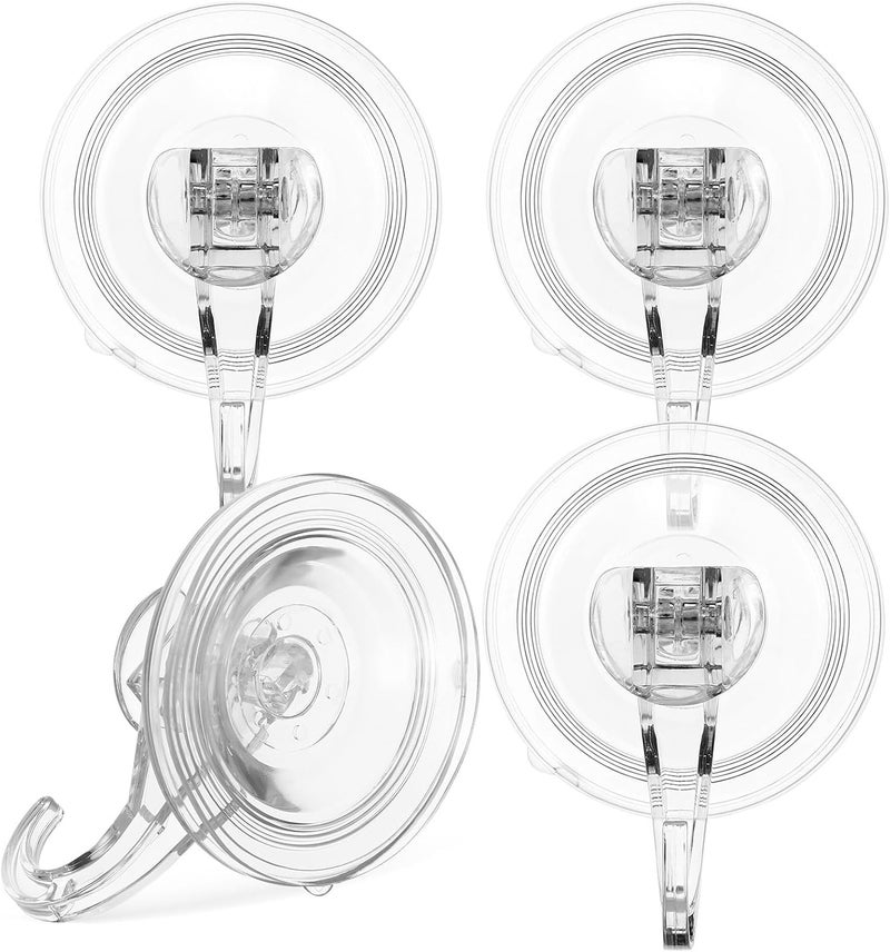 DOITOOL Heavy Duty Large Suction Cup Hooks 4pcs Reusable Vacuum Wreath Shower Hooks for Glass Doors and Bathroom Walls for Hanging Towels and Decorations - Image 1