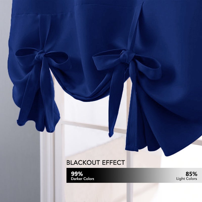 NICETOWN Balloon Shades Blackout Curtain - Adjustable Thermal Insulated Tie Up Curtain Panel Valance (Dark Blue, Rod Pocket Panel, 46 inches W x 63 inches L) - Image 4