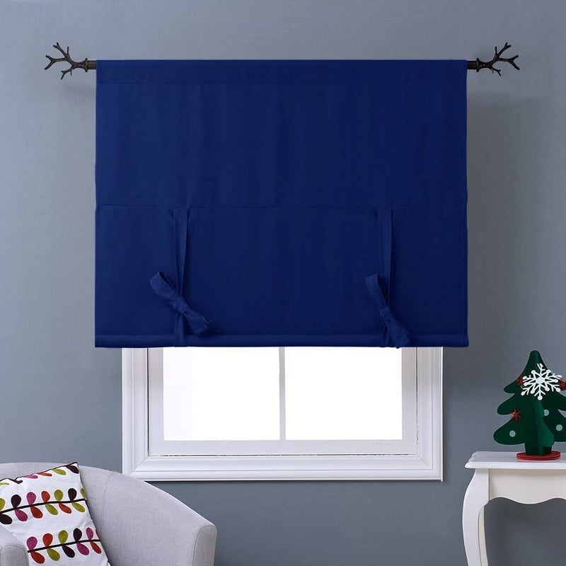 NICETOWN Balloon Shades Blackout Curtain - Adjustable Thermal Insulated Tie Up Curtain Panel Valance (Dark Blue, Rod Pocket Panel, 46 inches W x 63 inches L) - Image 5
