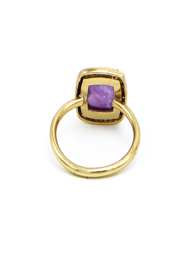Dua Amethyst Gold-Plated Adjustable Cushion Ring - Purple Gemstone Contemporary Jewelry - Image 5