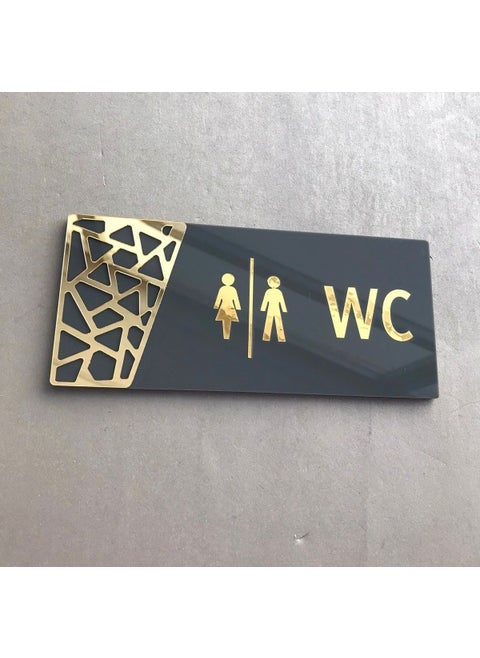 Anthracite Gold Pattern Serial WC Direction Sign