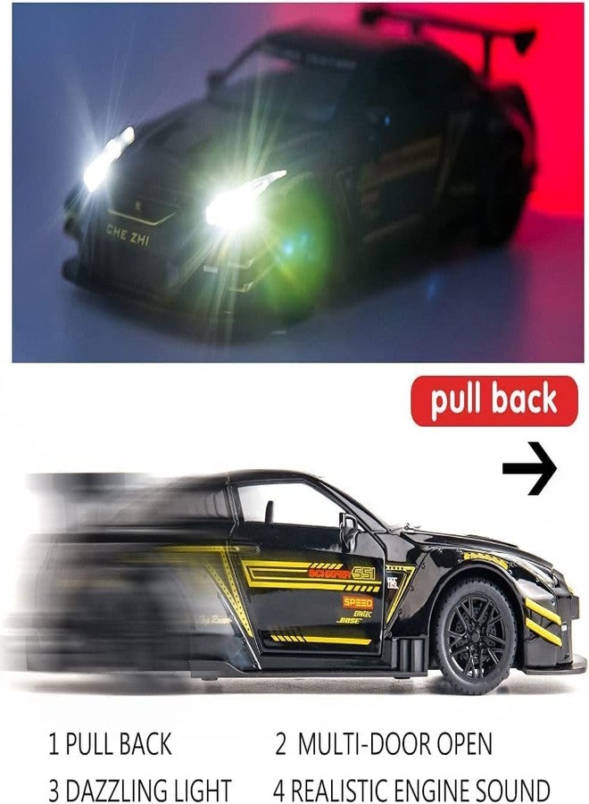 endevi1:24 Scale Exclusive Alloy Metal Pull Back Die-cast Car Model with Sound Light Mini Auto Toy for Kids Metal Model Toy Car with Sound and Light (1.24 Nisan GTR-Multicolor) - Image 5