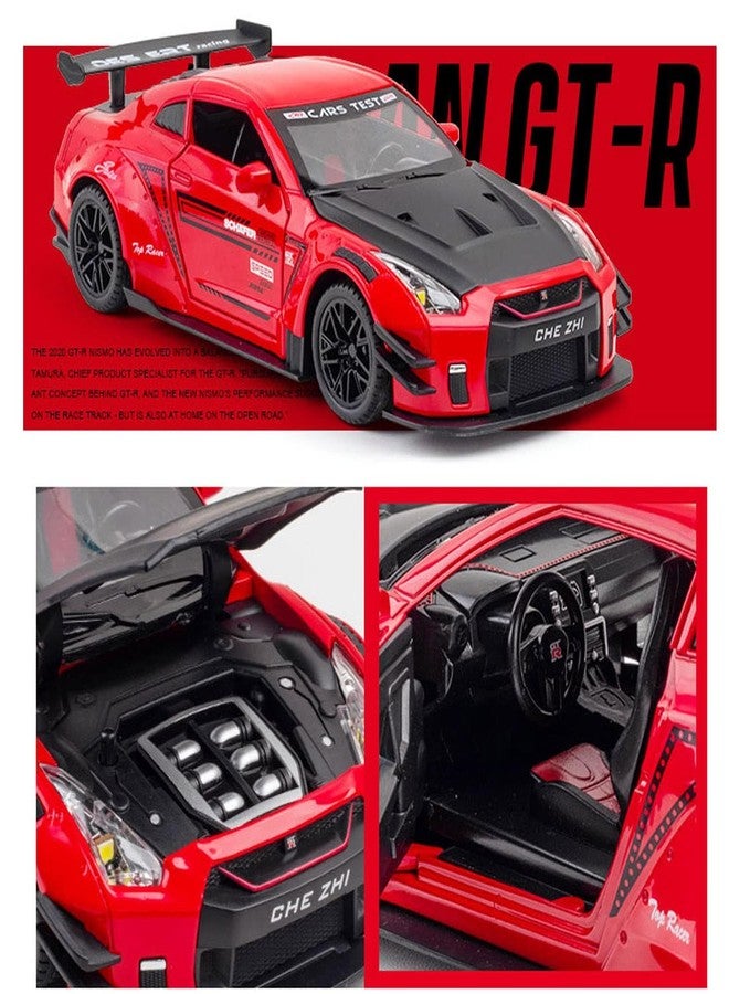 endevi1:24 Scale Exclusive Alloy Metal Pull Back Die-cast Car Model with Sound Light Mini Auto Toy for Kids Metal Model Toy Car with Sound and Light (1.24 Nisan GTR-Multicolor) - Image 2
