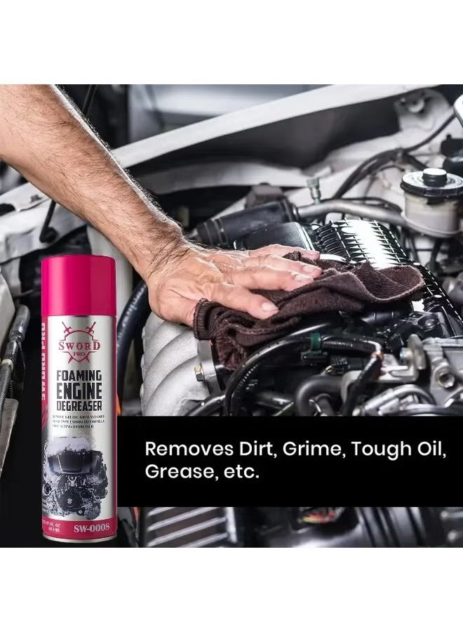 سورد برو بخاخ رغوة مزيل شحوم المحرك، منظف سريع المفعول للسيارات والدراجات النارية والأدوات الآلية، يزيل الزيوت الصعبة والأوساخ 650 مل - Image 3