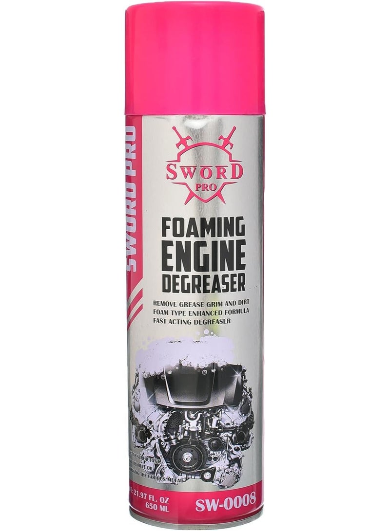 سورد برو بخاخ رغوة مزيل شحوم المحرك، منظف سريع المفعول للسيارات والدراجات النارية والأدوات الآلية، يزيل الزيوت الصعبة والأوساخ 650 مل - Image 1