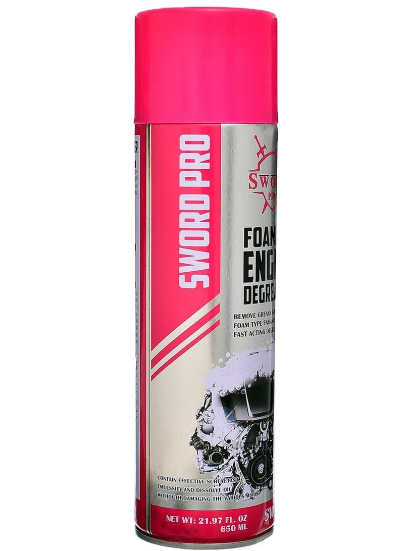 سورد برو بخاخ رغوة مزيل شحوم المحرك، منظف سريع المفعول للسيارات والدراجات النارية والأدوات الآلية، يزيل الزيوت الصعبة والأوساخ 650 مل - Image 2