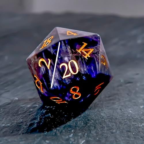 FTNNGIME 1PCS Gem D20 DND Dice 25mm 20 Sided CrystalAmethyst DD Dice for Dungeons and Dragons RPG Roleplaying Games MTG Table Games Handmade Polyhedral Dice Amethyst - Image 5