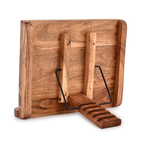 NIRMAN Acacia Wood Book Stand Adjustable Angle Reading Book Holder for Textbook, Receipe, Music Books, Tablet for Home Office Kitchen Lightweight Bookstand (11" x 9" x 1.5") - Image 4