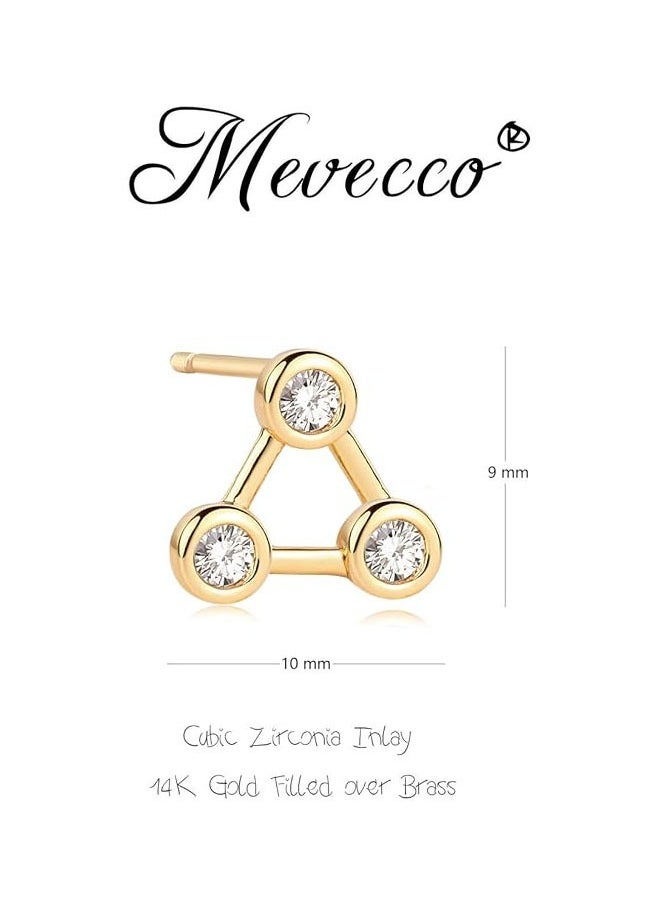 Mevecco - Women Earrings Gold Stud 14K Gold Filled Small Simple Handmade Hypoallergenic Everyday Jewelry - Image 1