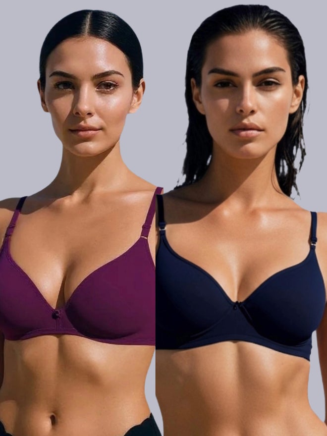 Eden Pack of 2 - Non-Padded Non Wired Cotton Blend T-Shirt Bra - Image 1