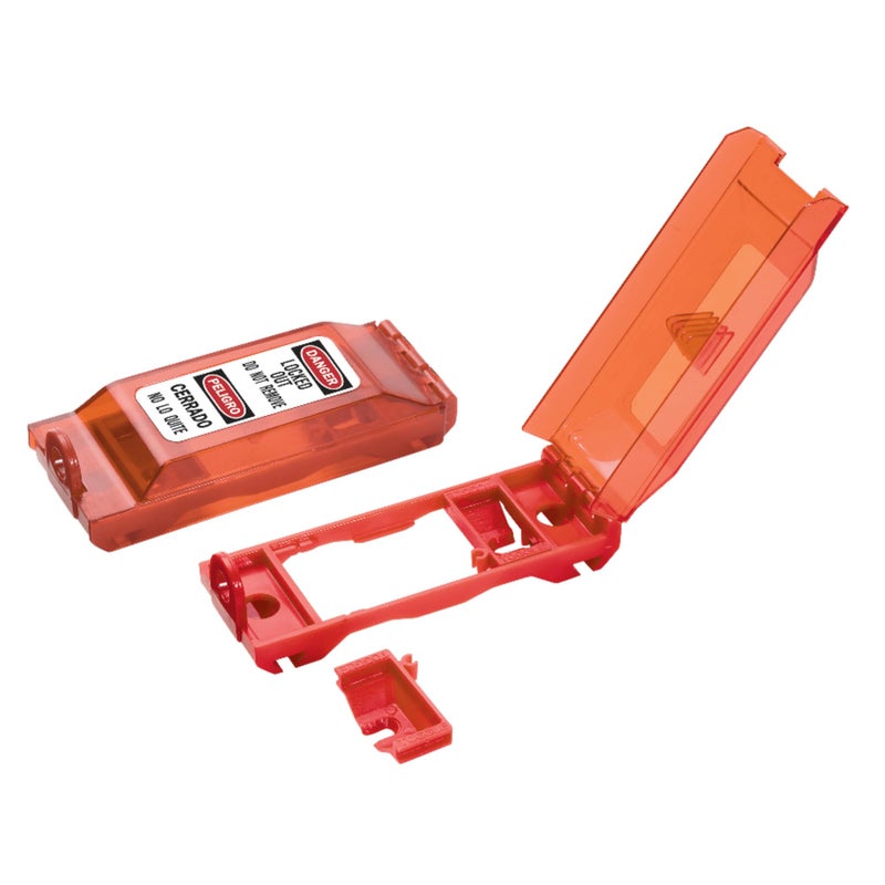 Master Lock 496B Lockout Tagout Universal Wall Switch Cover, Red 0.312 in. Shackle Diameter - Image 1
