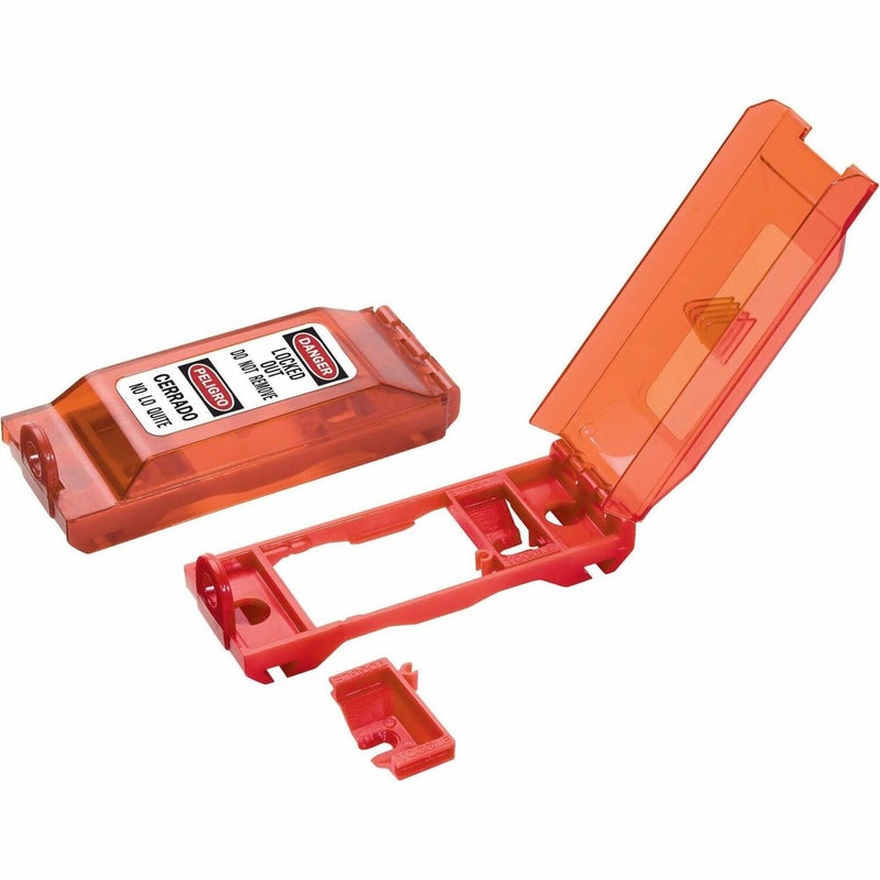 Master Lock 496B Lockout Tagout Universal Wall Switch Cover, Red 0.312 in. Shackle Diameter - Image 1