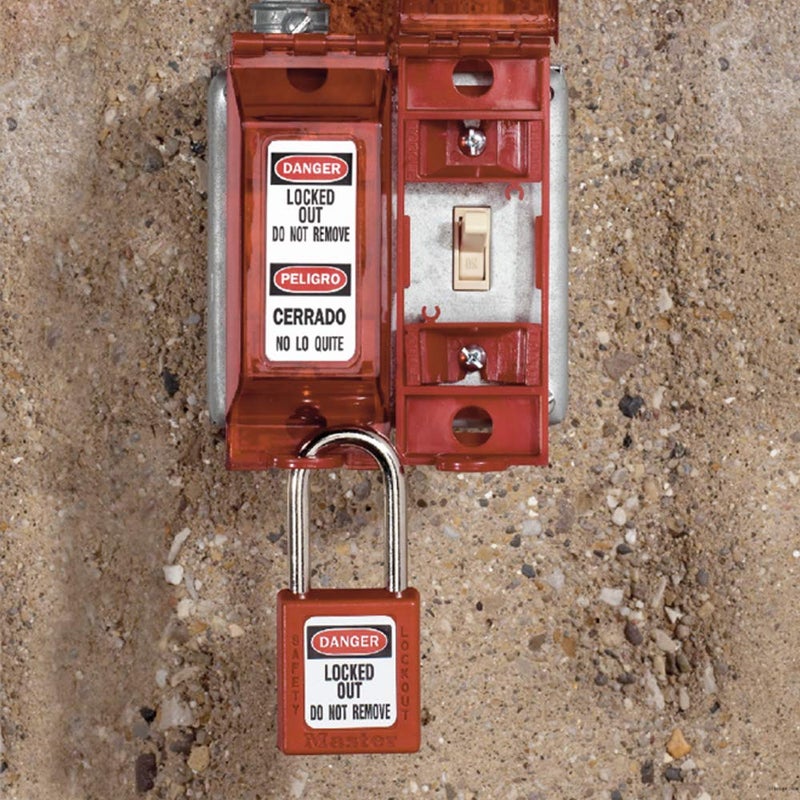 Master Lock 496B Lockout Tagout Universal Wall Switch Cover, Red 0.312 in. Shackle Diameter - Image 2