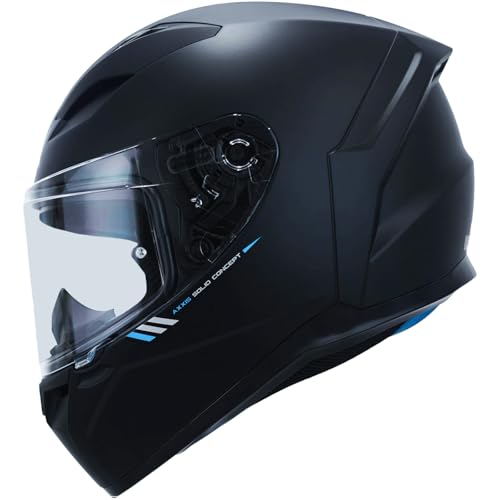 AXXIS Segment Solid Full Face Helmet | ISI & DOT Certified | Aerodynamic Shell | Anti-Scratch Visor | Motorcycle Helmet for Men & Women (Black Matt, XL) - Image 1